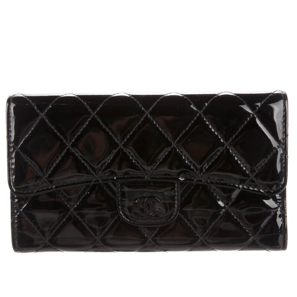 Chanel Trifold Wallet - Black Patent - Picture 1 of 5